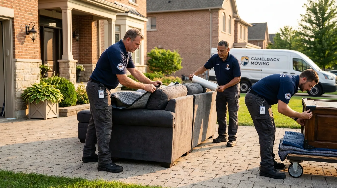 Large estate moving crew wrapping furniture in Telluride, CO